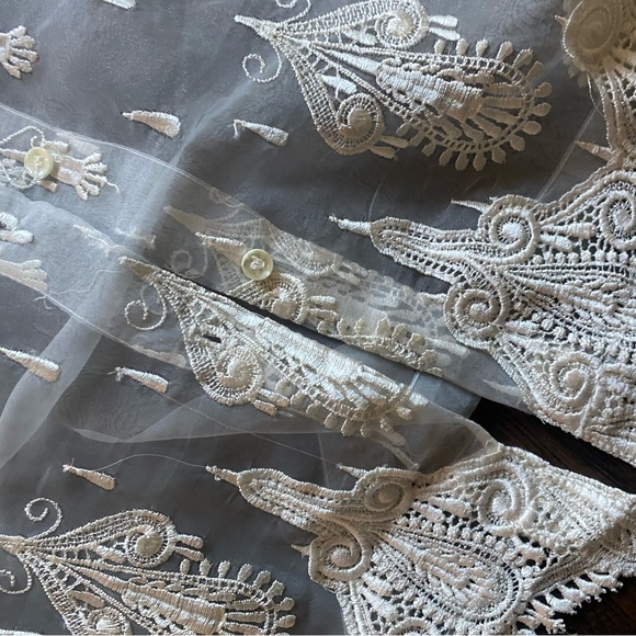 Vintage 1970’s indie gorgeous see-through transparent embroidered collared top - Picture 5 of 6